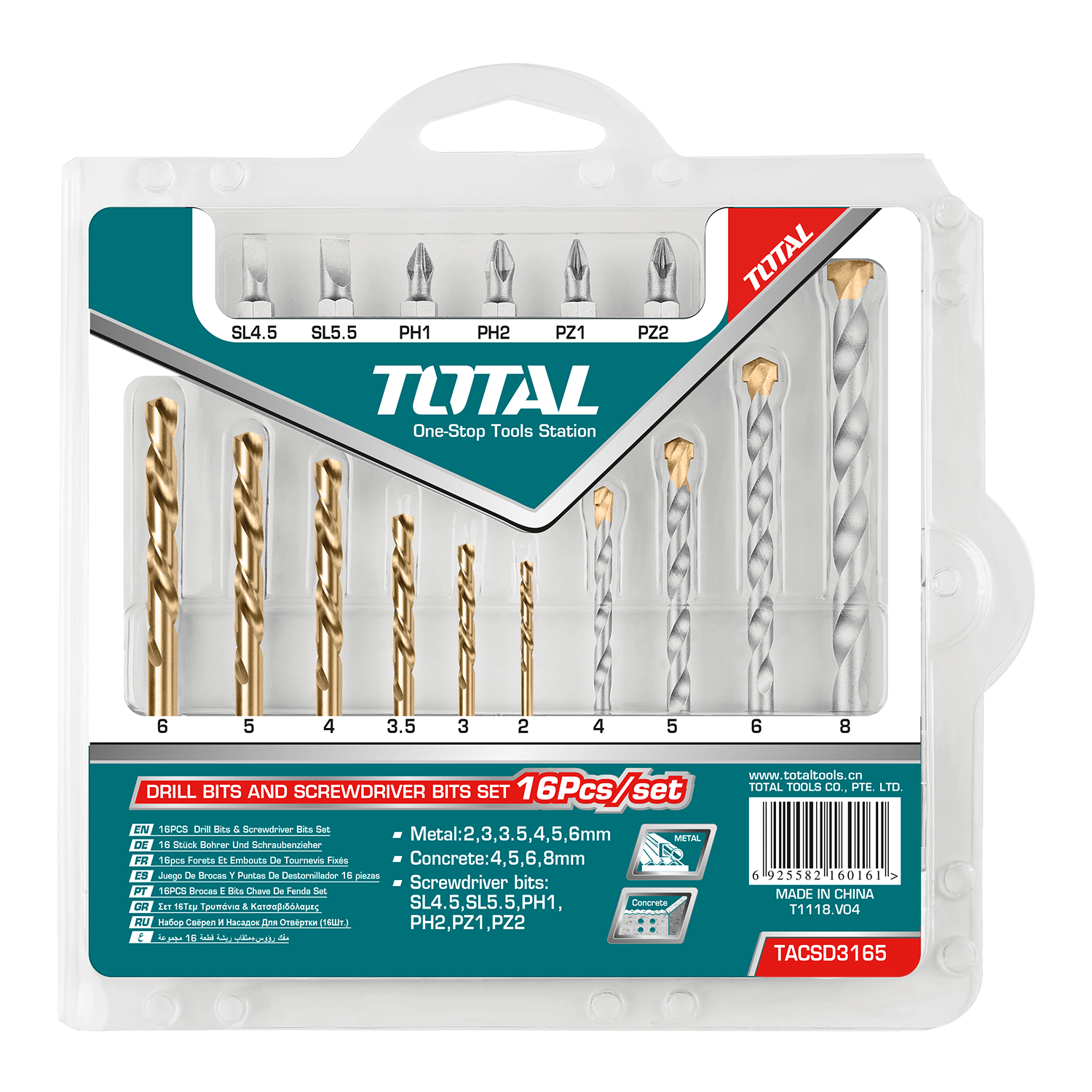 Total 16’lı Matkap Ucu ve Bits Seti - TACSD3165