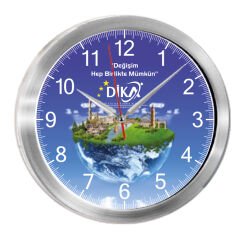 TRİTON091 GÜMÜŞ METAL KASA DUVAR SAATİ (350 MM)