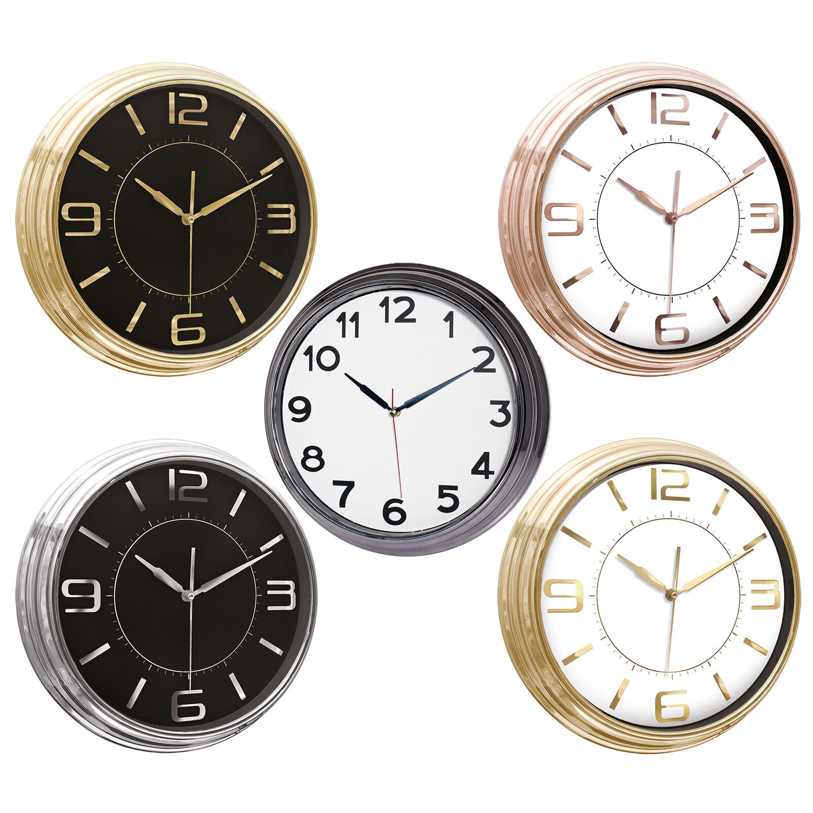 SEZAR401 METALİZE ÇERÇEVE DUVAR SAATİ (380 MM)