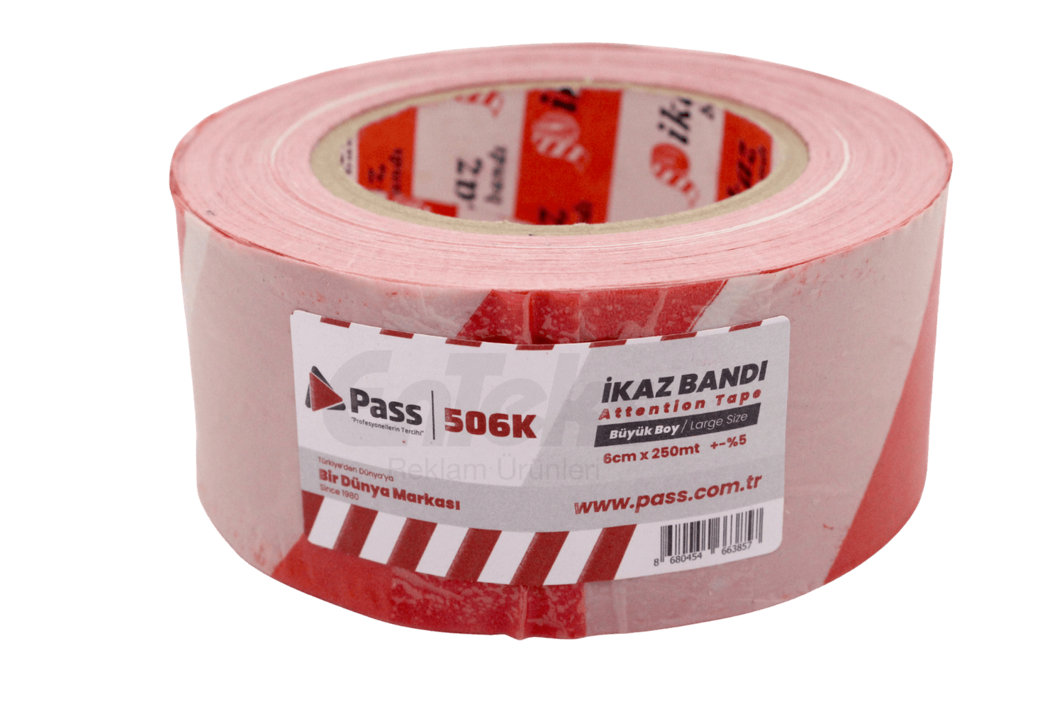 İkaz Bandı | 6cm x 110m - 250m Kırmızı Beyaz Dikkat Bandı 250 Metre