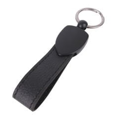 DÜZPELİT SİYAH METAL - DERİ ANAHTARLIK