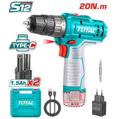 Total 12V Li-Ion Akülü Darbesiz Matkap (2 x 1.5Ah Akü ve Type-C Şarj Cihazı Dahil) - TDLI122028