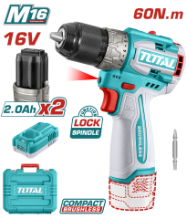 Total 16V Li-Ion Akülü Kömürsüz Matkap (2 x 2.0Ah Akü ve Şarj Cihazı Dahil) - TDLI16682