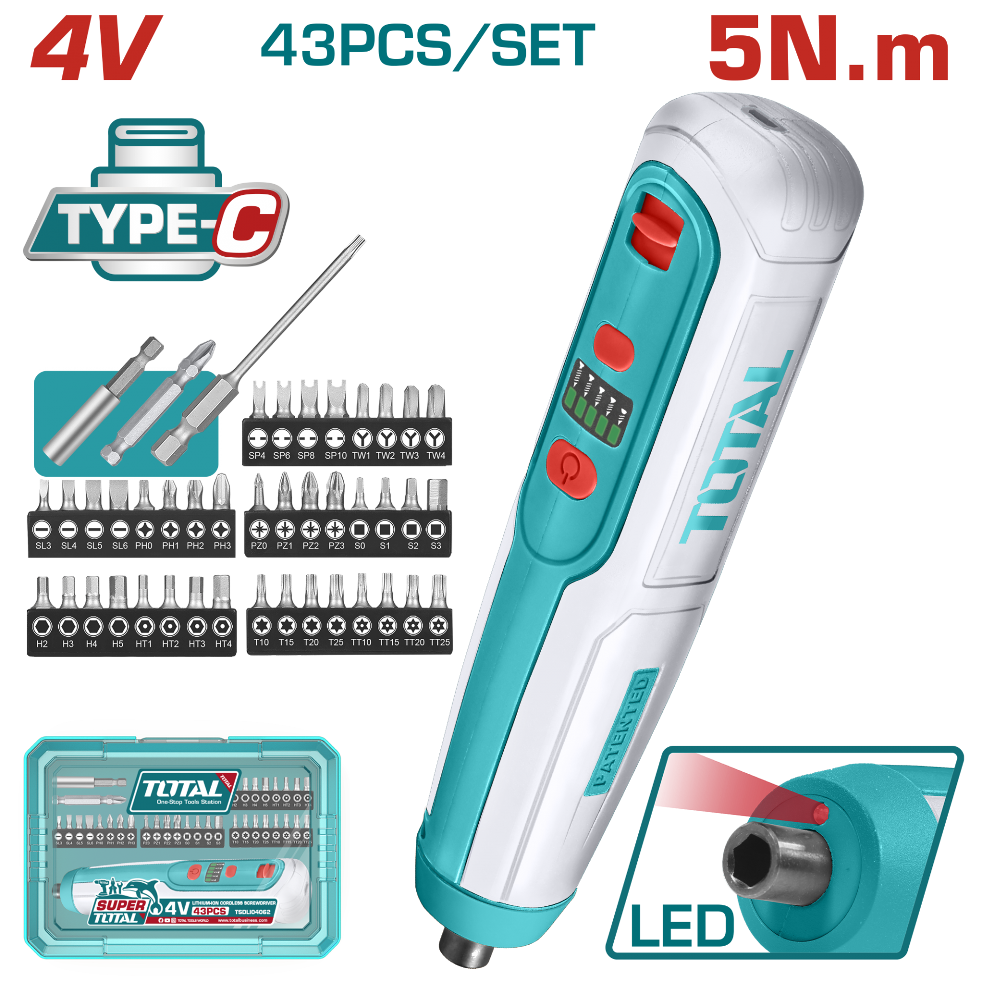 Total 4V Li-Ion Şarjlı Vidalama - TSDLI04062