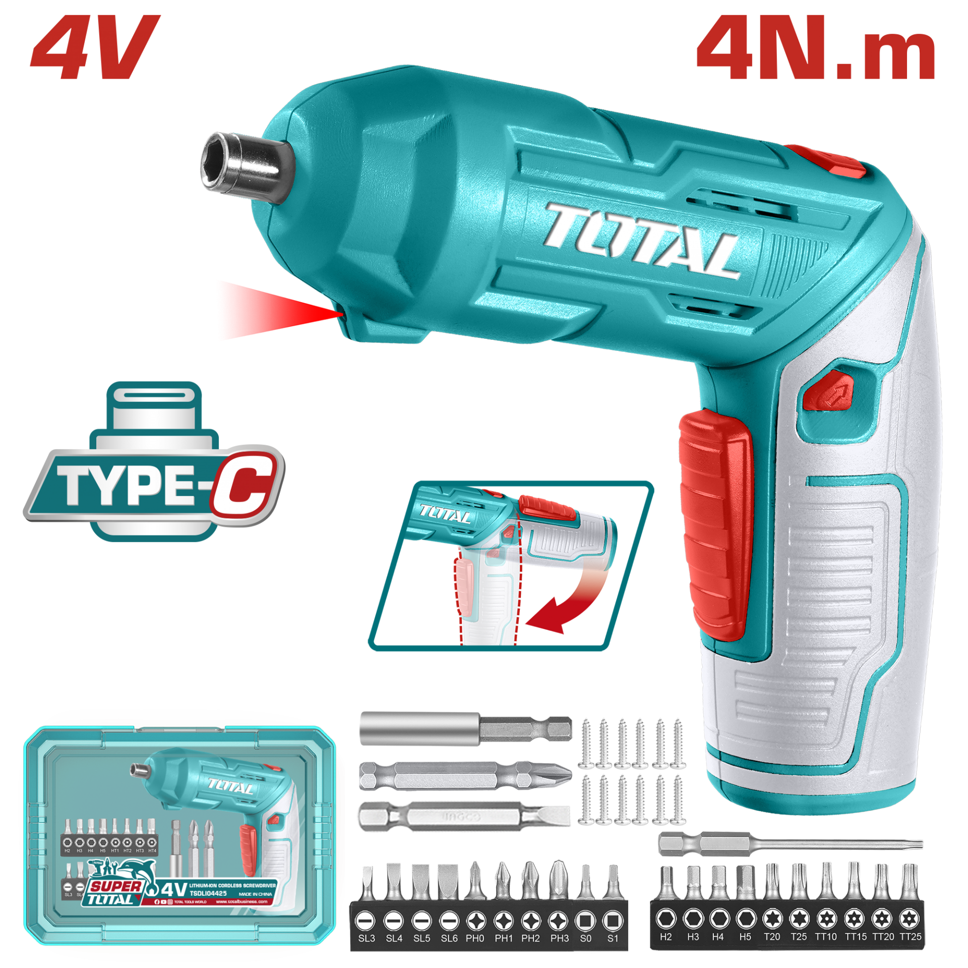 Total 4V Katlanabilir Şarjlı Vidalama - TSDLI04425