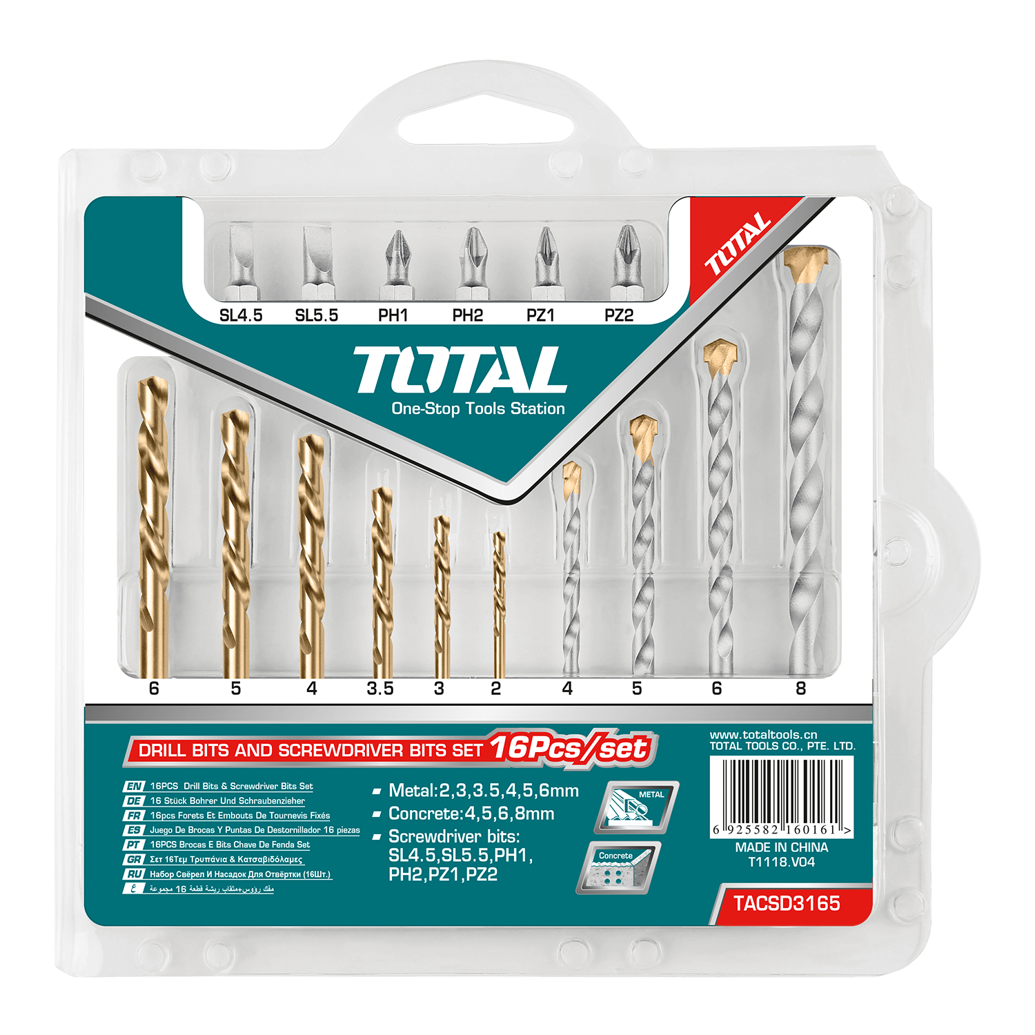 Total 16’lı Matkap Ucu ve Bits Seti - TACSD3165