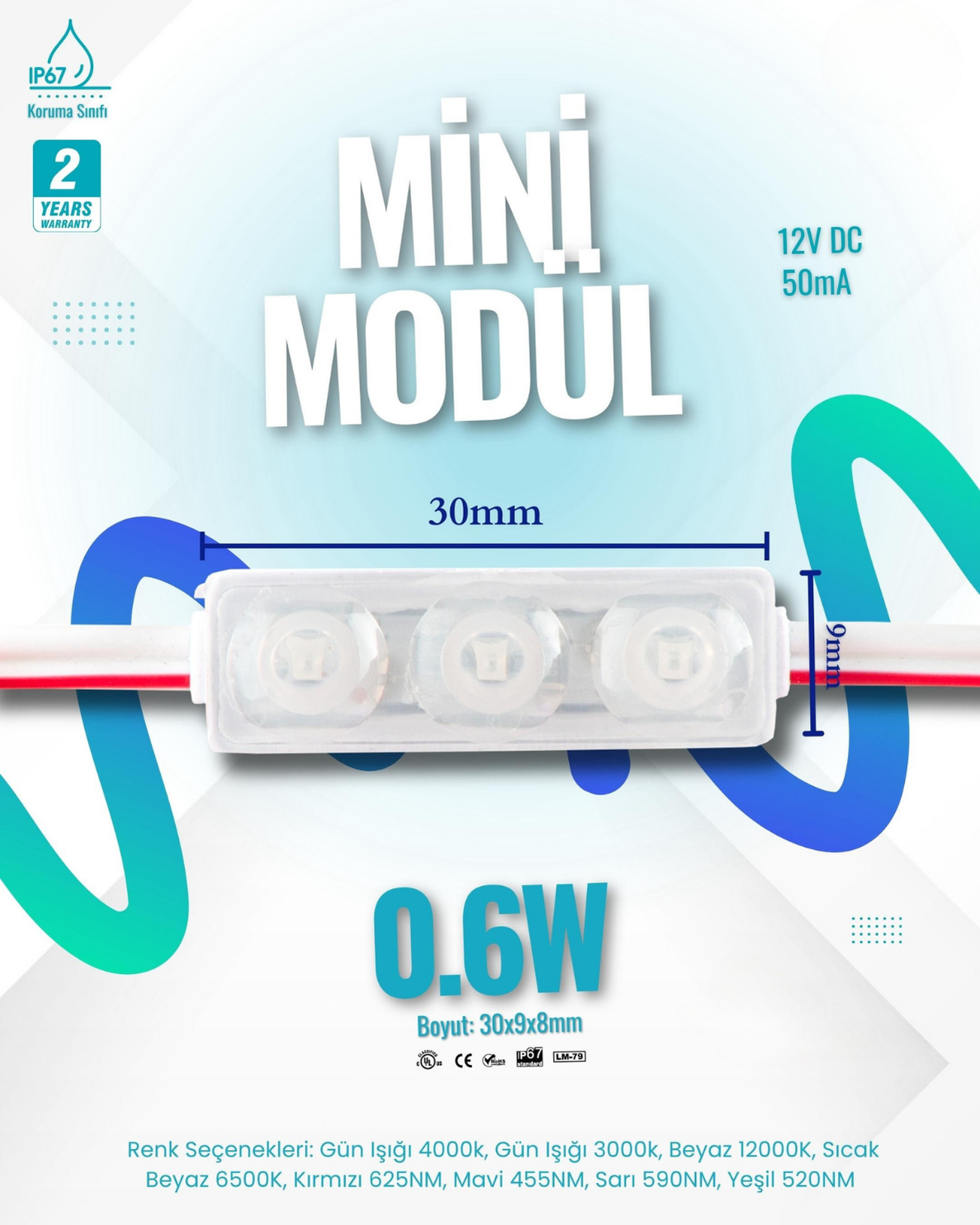 Mini Modül LED – 0.6W (IP67 Koruma, Epistar Çipli)